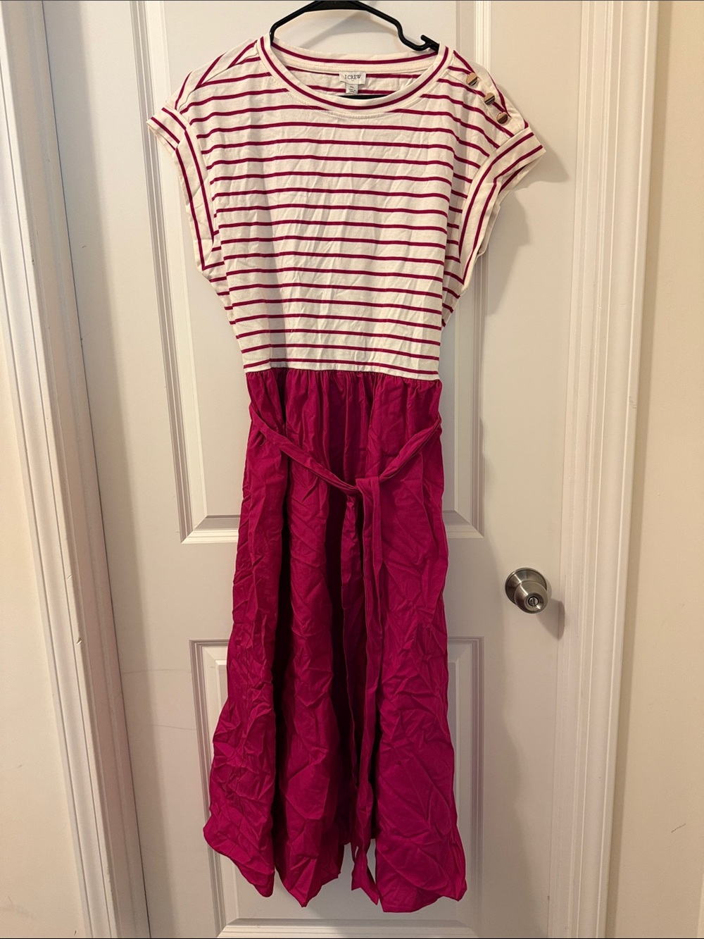Women’s Pink Stripe Dress with Tie Waist